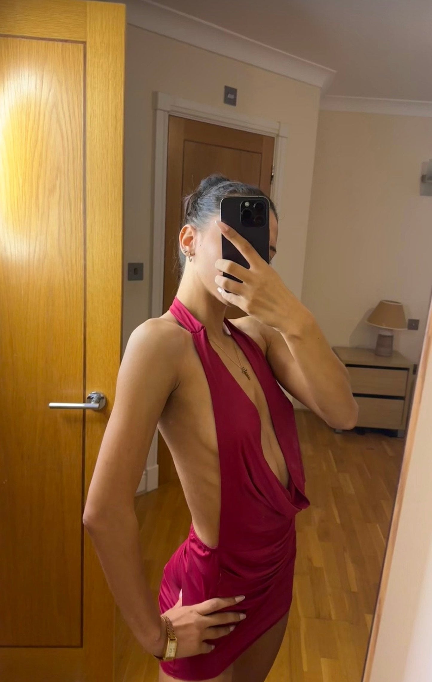 'KIKI' COWL HALTERNECK DRESS