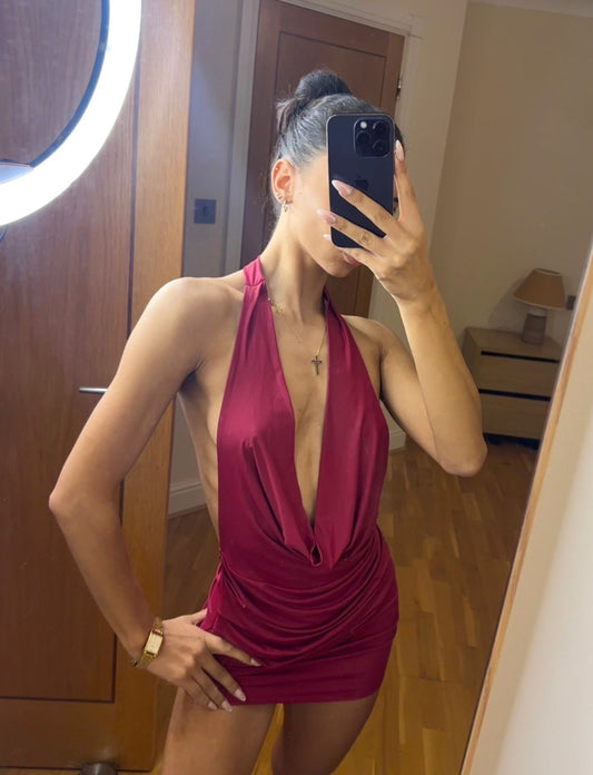 'KIKI' COWL HALTERNECK DRESS